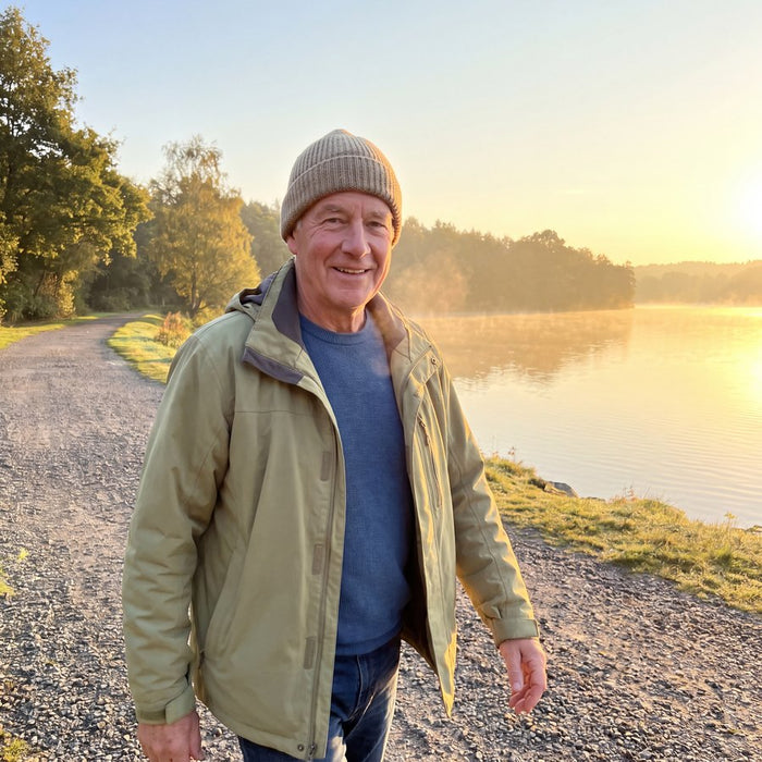 A sunrise walk by the lake