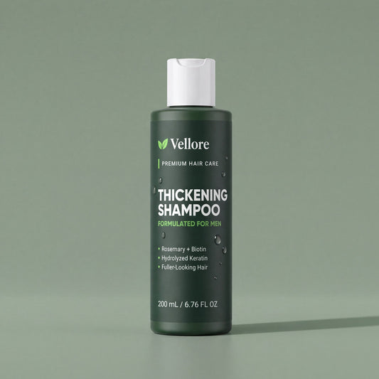 Vellore Thickening Shampoo for Men 200 mL bottle with rosemary, biotin and keratin