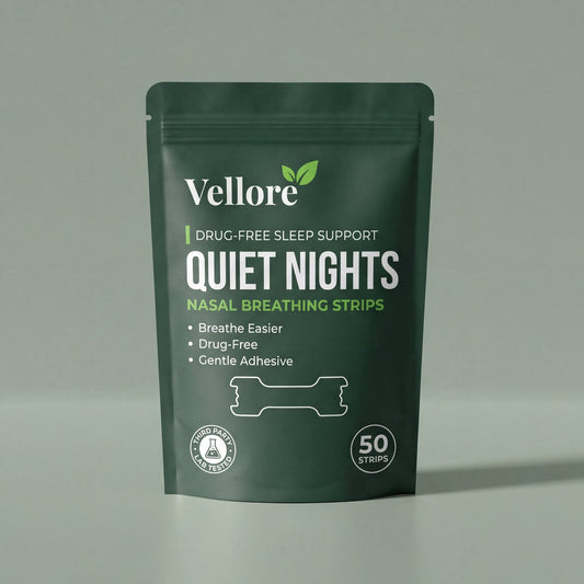 Vellore Quiet Nights Strips resealable pouch of 50 drug-free nasal strips for snoring